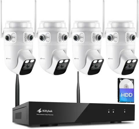 Home Security Camera System Wireless, Triple Lens 2K Security Cameras Wireless O