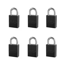 6 Pack of American Lock A1105KA BLK Padlock with 1 1/2" Solid Aluminum Body...