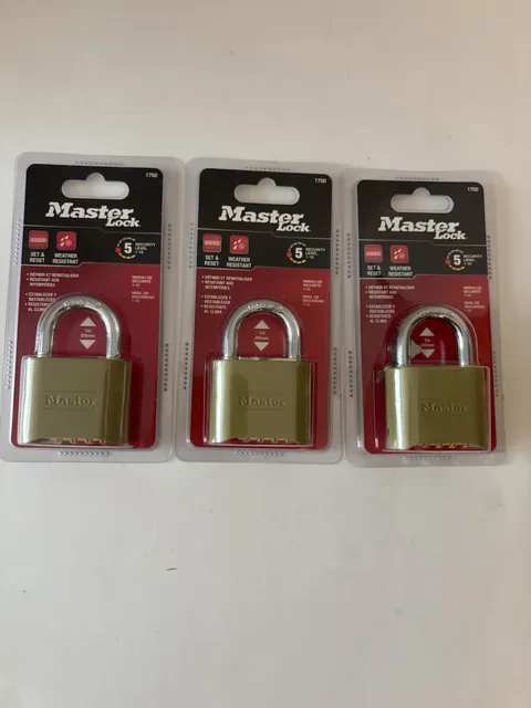 3 Master Lock 175D Resettable Combo Brass Padlock Steel Shackle 2in Lot Of 3 New