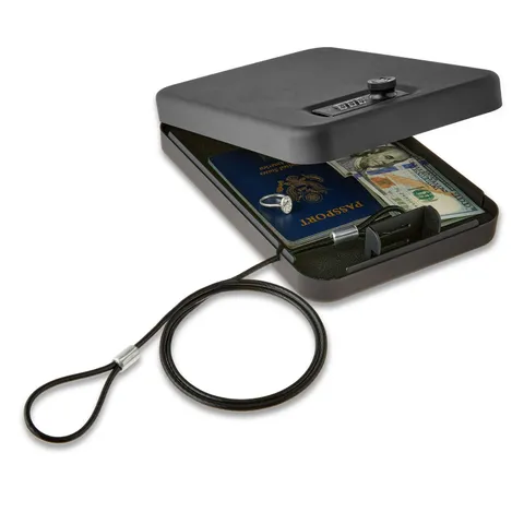 Portable Safe, Black, 9.5" x 6.5", Combination Lock