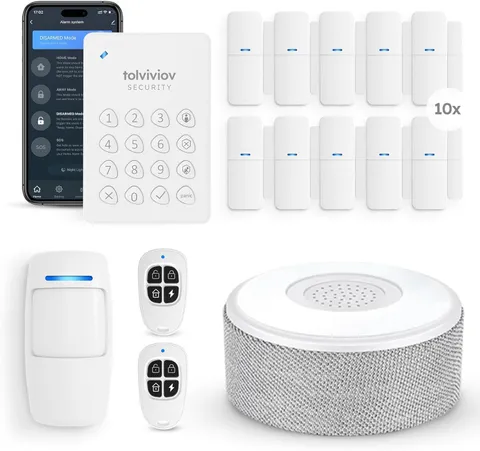 Alarm System for Home Security, Door Alarm Systems, App Alerts, 15Piece Kit, No 