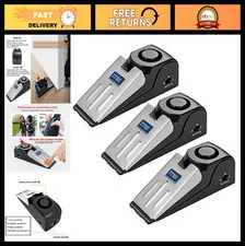 2-in-1 Portable Door Stopper & Security Alarm - 120dB Loud Alert - 3 Pack