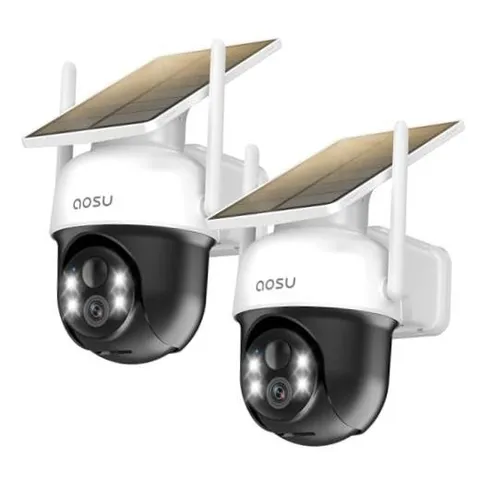 Solar Camera Outdoor Wireless for Home Surveillance,Fixed Solar Panel 2 Pack
