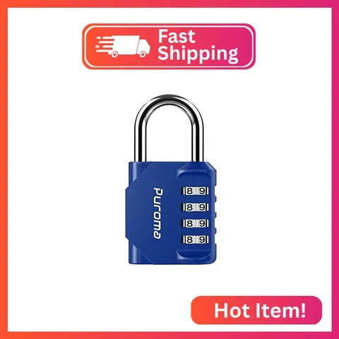 Puroma 1 Pack Combination Lock Locker 4 Digits Combo Padlock Gym Blue