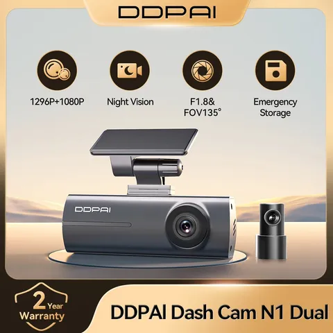 DDPAI Dash Cam  N1 Dual Front & Rear Recording NightVIS 1296P Dash Cam Recorder