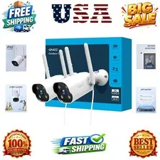 2K Outdoor Security Camera, 24/7 Recording, Plug-in, AI, White-2P | Plug-In, ...