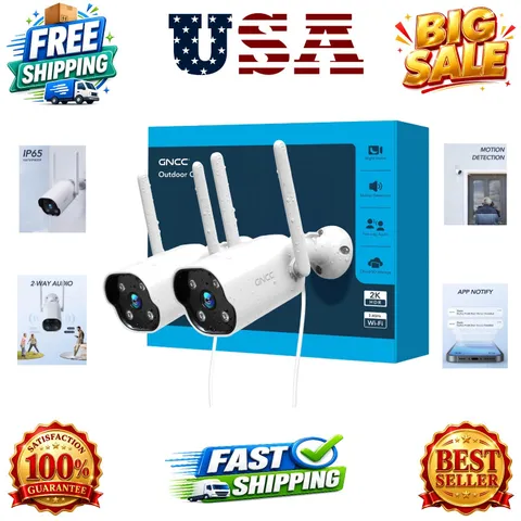 2K Outdoor Security Camera, 24/7 Recording, Plug-in, AI, White-2P | Plug-In, ...