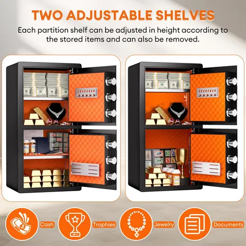 6.5 Cu Ft Fingerprint ，Heavy Duty Home Safe with Adjustable Shelf & Hidden Knob