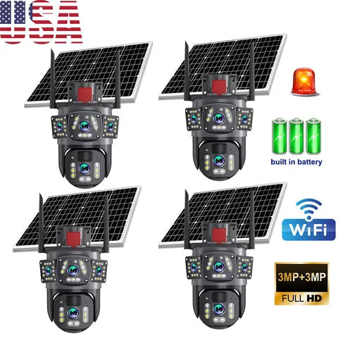 6MP Solar Battery Powered Wireless Security Camera System WiFi IP Outdoor Home 