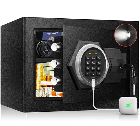 Fdsutvit Fireproof Home Safe Box- Steel Digital Combination Lock Security Box...