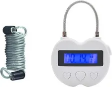 Compact Heart Metal Timer Lock with 1m Spring Cord - 99 Hours of Self-Regulation