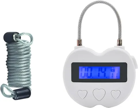 Compact Heart Metal Timer Lock with 1m Spring Cord - 99 Hours of Self-Regulation