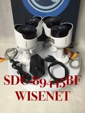 Lot 4 WISENET SDC-89445BF Security Color Cameras W/5MP IR + Power Supply TESTED!