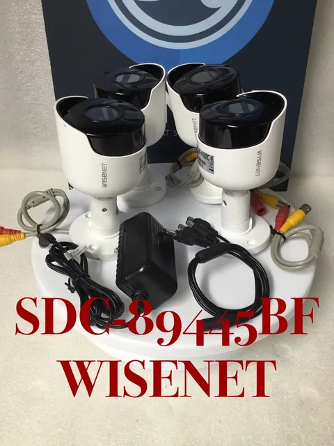 Lot 4 WISENET SDC-89445BF Security Color Cameras W/5MP IR + Power Supply TESTED!