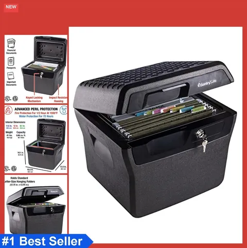 Fireproof Waterproof Lock Box File Safe Key Lock 0.66 Cubic Feet Fire