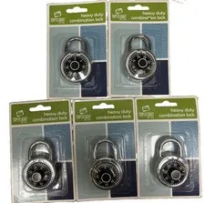 Lot of 5 Top Flight Heavy Duty Combination Locks Sleek Silver New Sealed