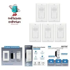 Advanced PIR Motion Sensor Light Switch | Occupancy Mode, 180° Coverage, 5 Pack