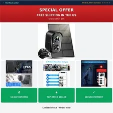 2K Solar Security Camera Wireless Outdoor WiFi AI Motion Night Vision