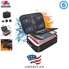 Document Bag with Lock,Fireproof 3-Layer File Storage Case with Water-Resista...