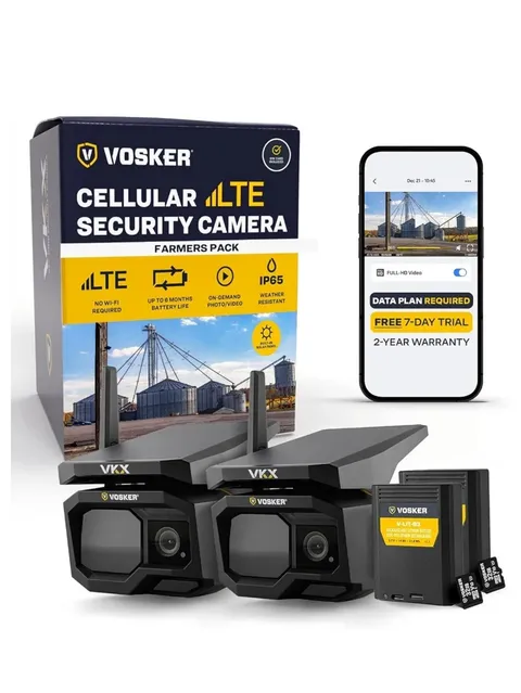 Vosker Vkx 4g Lte Solar Powered Outdoor Mobile Security Camera New 2 Pack