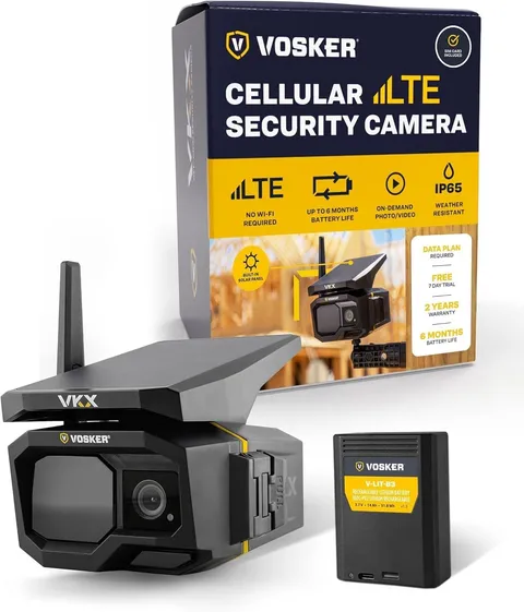 VKX Solar Powered 4G-LTE Outdoor Cellular Security Camera - No WiFi Needed, M...