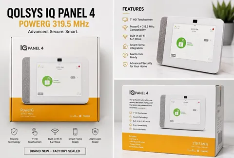 Qolsys IQ Panel 4 PowerG 319.5 MHz 7in Touchscreen Wi-Fi Z-Wave Alarm.com