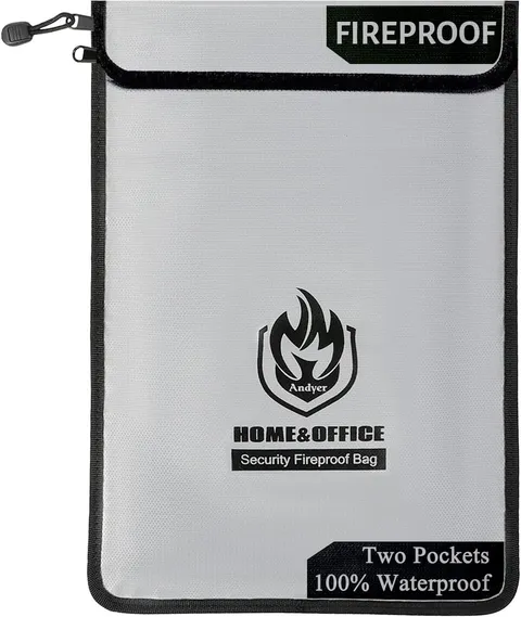 Two Pockets Fireproof Document Bag 2000℉ 15”x 11”Waterproof Fireproof Money Bag