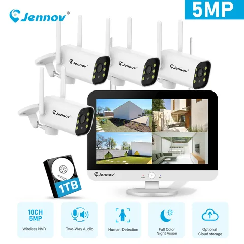 Wireless 2.4/5G WiFi Camera Security System Outdoor 5MP Night Vision Wired Cam