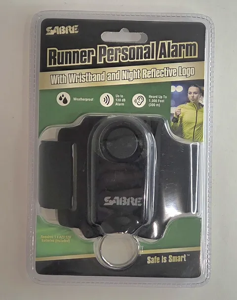 SABRE Weatherproof Runner Personal Alarm 130dB W/ Wristband & Reflective Logo