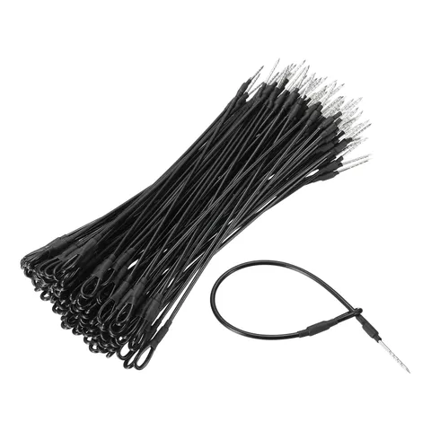 100Pcs Security Tags Lanyards Wire Loop (7", Black), Steel Wire Cable Loop