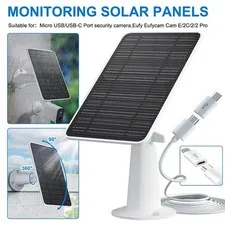 10W Waterproof Solar Panel Charger for Wireless Outdoor Security Camera Type c