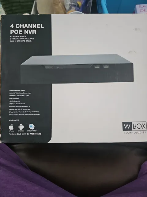W Box Technologies 4 Channel POE NVR W/2TB HDD Included - Android And iPhone 