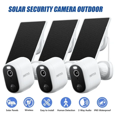 INFIYA 2K Wireless Solar Security Camera Smart Night Vision Outdoor Ai Detection