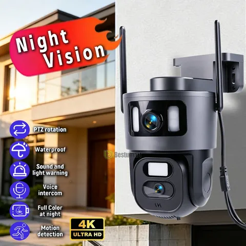 4K Wireless Security Camera Color Night Vision AI Motion Detected PTZ Outdoor