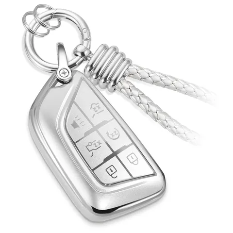 for Cadillac Key Fob Cover with Upgraded Anti-lost Keychains, Fashionable Mat...