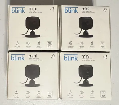 Blink Mini Indoor Wired 1080p Wi-Fi Security Camera - Black (Pack of 4)