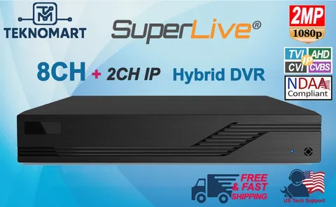 SuperLive 2MP 1080p 8CH HD Analog Hybrid DVR 1x SATA H.265 Selectable HDD
