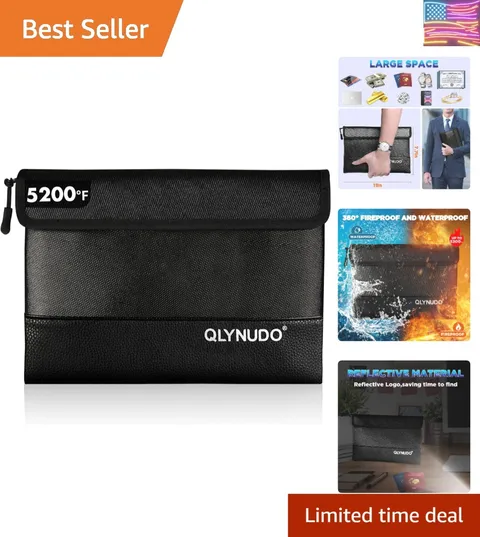 Fireproof Document Bag & Money Pouch - 5200°F Fireproof Money Bag for Cash, P...