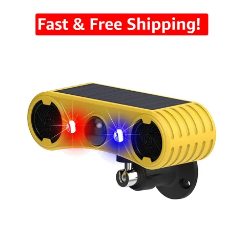 Solar Motion Sensor Alarm: 13 Sounds & 130dB Strobe Light for Outdoor Security