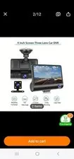 4" 3 Lens Dash Cam Camera HD 1080P Car DVR Video Recorder Front Rear G-Sensor US