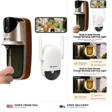 anyfree Solar Video Doorbells Camera Wireless with Chime Pro (2nd), 2K HDR Wi...