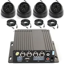 4 Channel Car Truck Bus IR Mobile DVR SD Card Recorder + 4 Camera +4 Video Cable