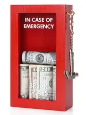 Wooden Break in Case of Emergency Box Red Desk Decor Gift
