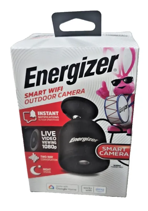NEW/IN BOX! Energizer Smart Wifi Outdoor Camera Works w/ Google Home and Alexa