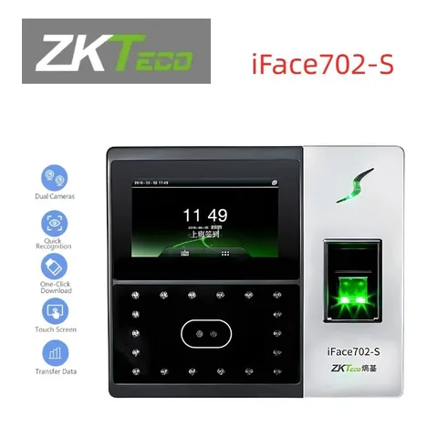 ZKTeco iFace702-S Standard Face&Fingerprint Recognition Biometric Attendance
