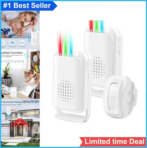 Motion Sensor Alarm Wireless 918FT Range 17 Ringtones 2 Receivers Door Bell