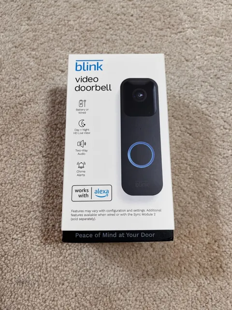 NEW w Box Blink Video Doorbell - Two Way Audio, HD video and Alexa Black