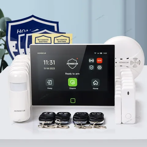 HOMSECUR Wireless WIFI 4G 2G LCD SMS Autodial Home House 7" Alarm System