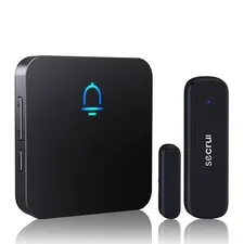 SECRUI Wireless Door Chime for Home Opening & 1 sensor 1 receiver, Black