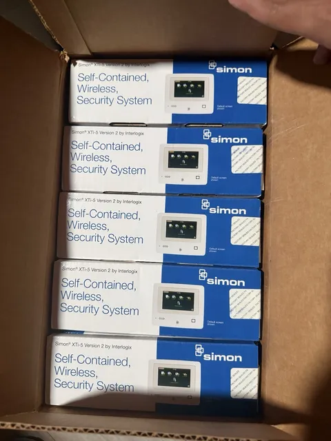 Qty5 Interlogix Simon XTi-5, Pet Immune Sensor, Micro KeyFob, Door/Window Sensor